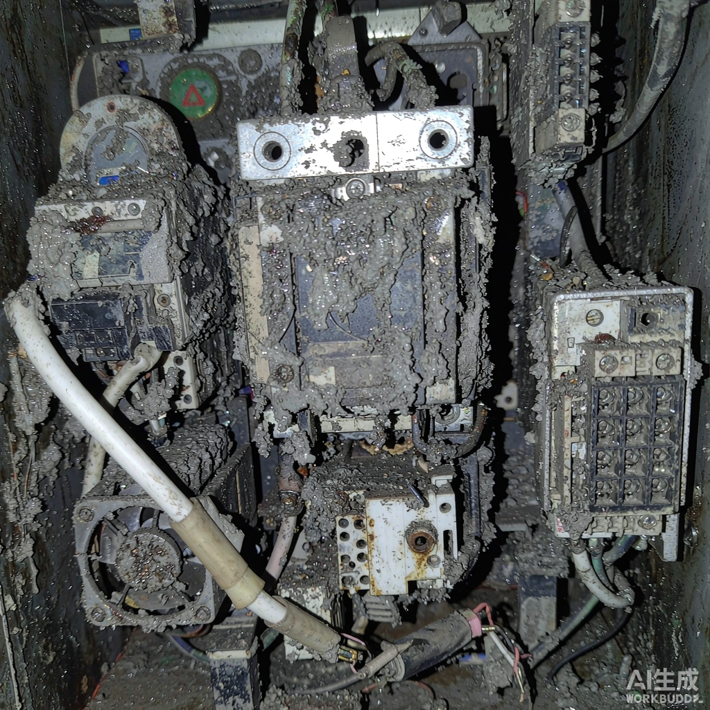 清洗前的电气柜内部